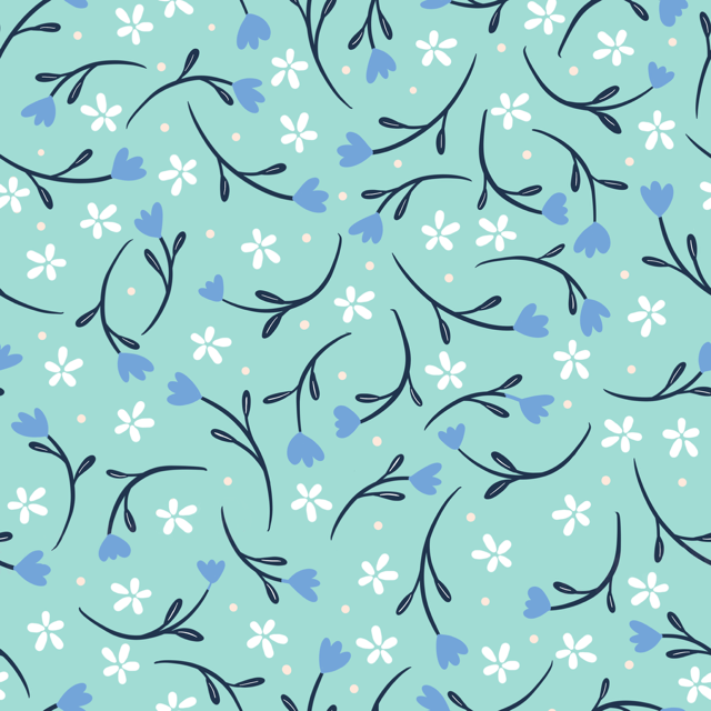 Petite Flowers Minty Green peel and stick wallpaper pattern detail